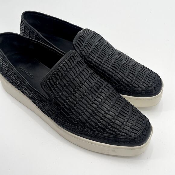 Vince | Platform Black Textured Sneaker Shoes // 10 - Picture 8 of 9